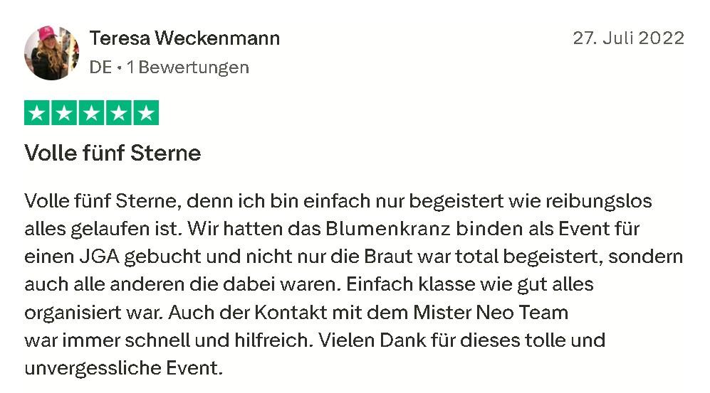 Blumenkranz Binde Bewertung Mister Neo 02