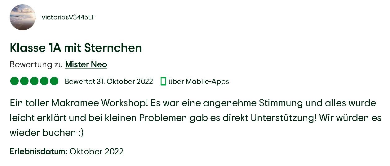 Makramee Workshop Bewertung Mister Neo 02
