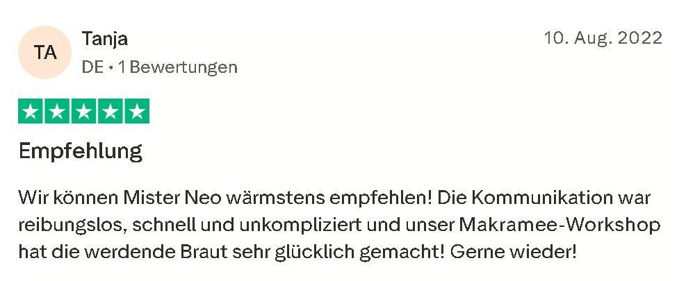 Makramee Workshop Bewertung Mister Neo
