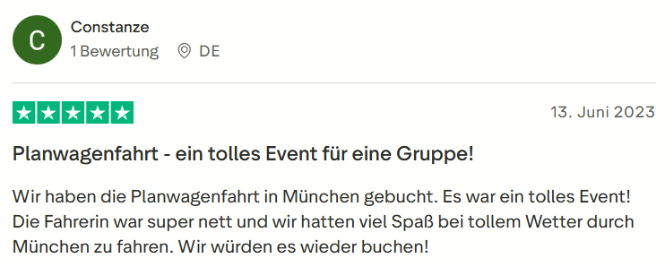 Kundenbewertung zu Mister Neo Planwagenfahrt JGA in München – 5 Sterne Rezension