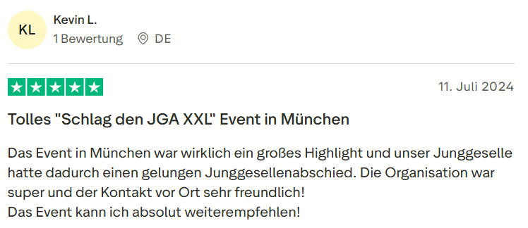 Kundenbewertung zu Mister Neo Schlag den XXL JGA in München – 5 Sterne Rezension