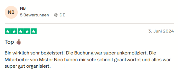 positive Bewertung zu Mister Neo