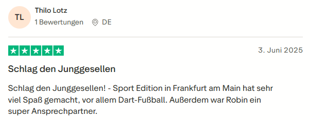 positive Bewertung zu Schlag den Junggesellen! Sport Edition mit Mister Neo