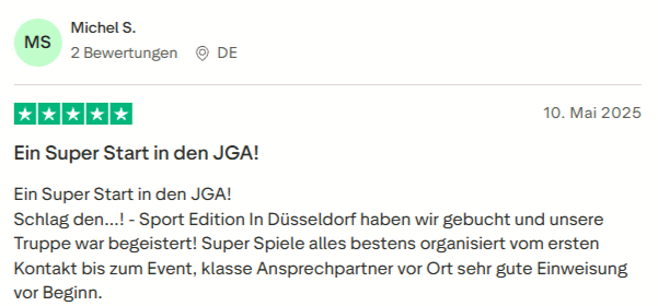 positive Bewertung zu Schlag den Junggesellen! Sport Edition mit Mister Neo