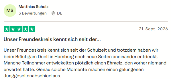 positive Bewertung zum Bräutigam Duell mit Mister Neo