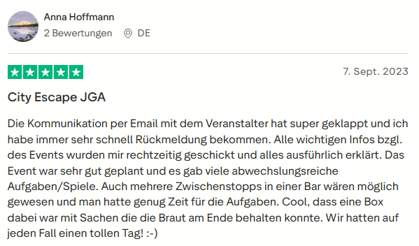 positive Bewertung zum City Escape mit Mister Neo