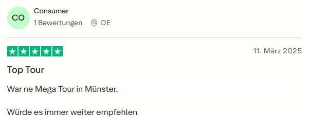 positive Bewertung zur Bier Rallye mit Mister Neo