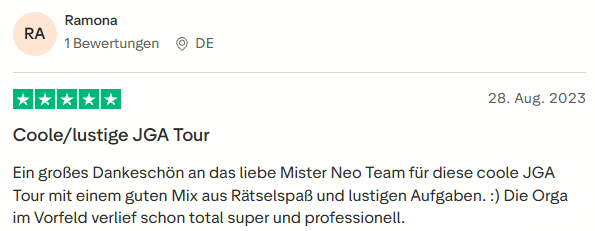 positive Bewertung zur Bier Rallye mit Mister Neo