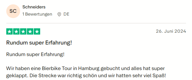 positive Bewertung zum Bierbike & Teambike mit Mister Neo