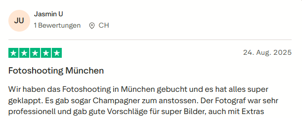 positive Bewertung zum Foto Shooting mit Mister Neo
