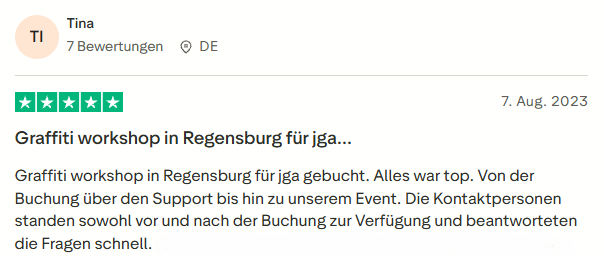 positive Bewertung zum Graffiti Workshop mit Mister Neo