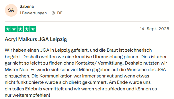 positive Bewertung zum Malkurs mit Mister Neo