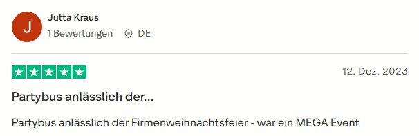 positive Bewertung zum Partybus mit Mister Neo