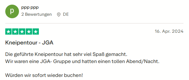 positive Bewertung zum Pub Crawl mit Mister Neo