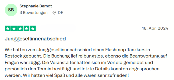 positive Bewertung zum Tanzkurs mit Mister Neo