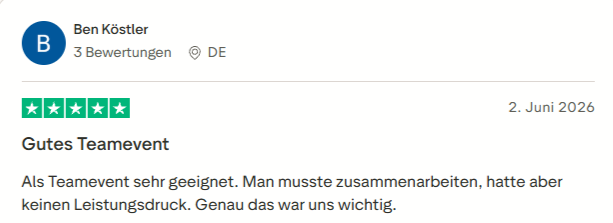 positive Bewertung zum Teamevent mit Mister Neo