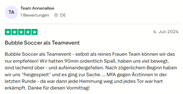 positive Bewertung zum Teamevent mit Mister Neo
