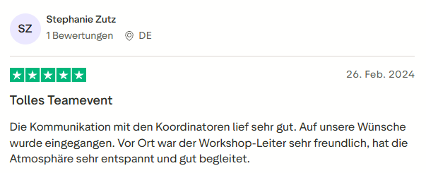 positive Bewertung zum Teamevent mit Mister Neo