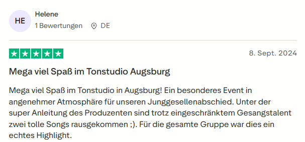 positive Bewertung zur Tonstudio Session mit Mister Neo