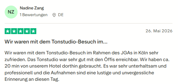positive Bewertung zur Tonstudio Session mit Mister Neo